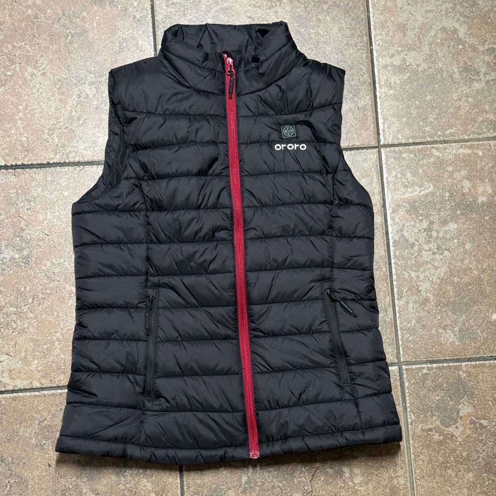 Ororo Heated Puffer Vest Black Nylon Quilted Zip Insulated Womens Lined Size S
